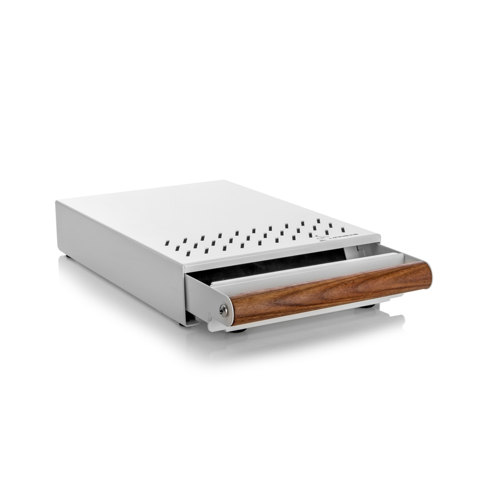 Marese Sudschublade slim weiss Nussholzgriff